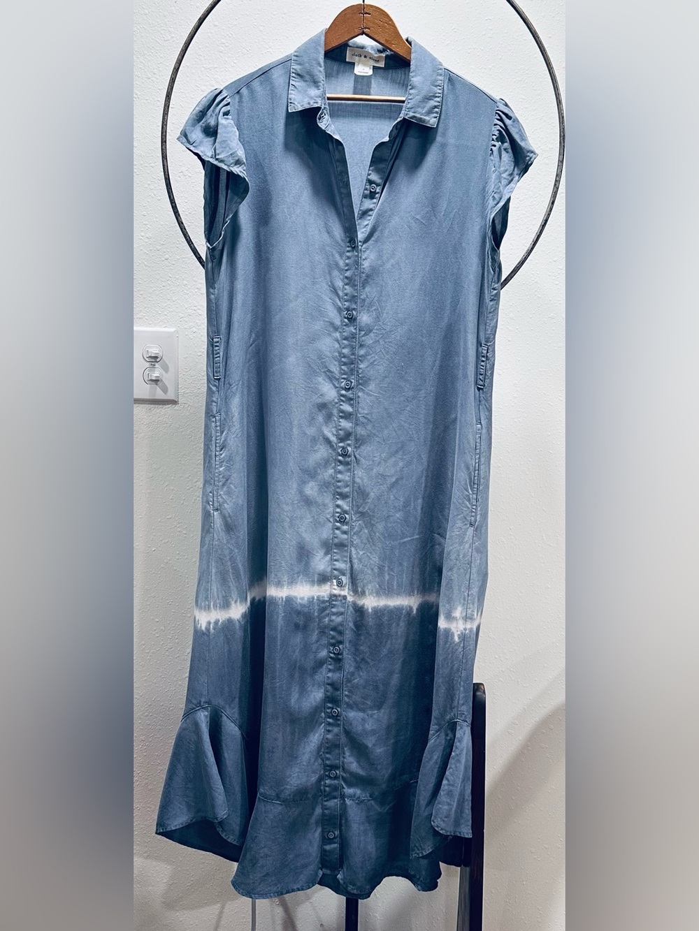 Anthropologie Cloth & Stone Long Chambray Button Up Dress Small